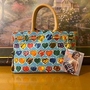 SOLD !!! Dooney & Bourke Y2K Two Way Tassel Tote NWT AQUA Rainbow BEAUTY !💙💖💚